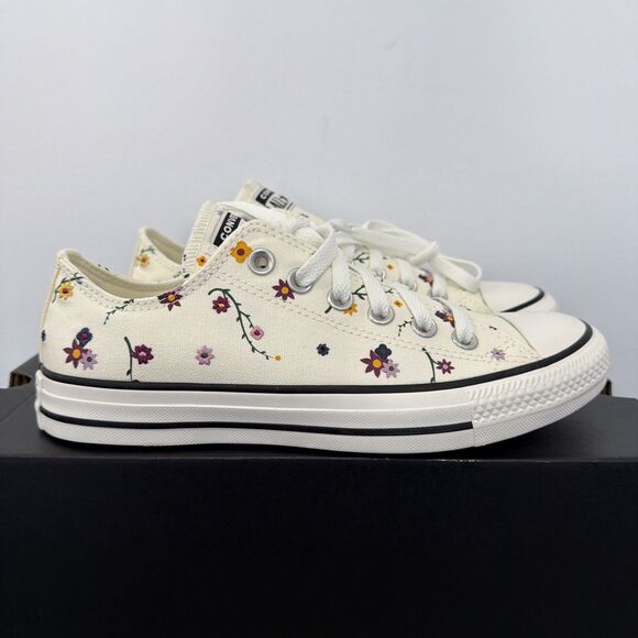 Converse Shoes - Converse Chuck Taylor All Star Embroidered Floral Low White Unisex Womens Size 7